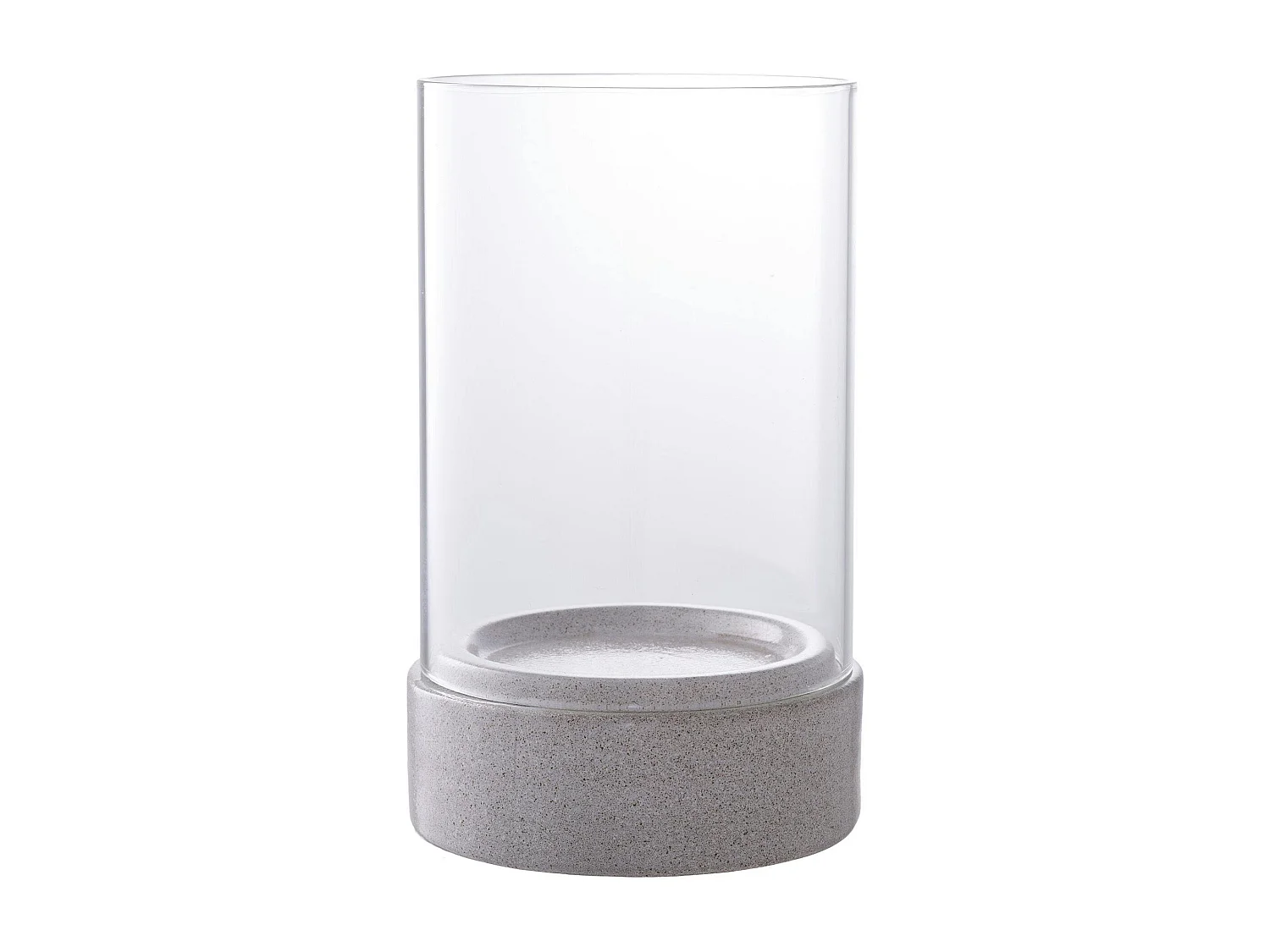 Photophore verre et ciment - forme cylindrique, design minimaliste gris