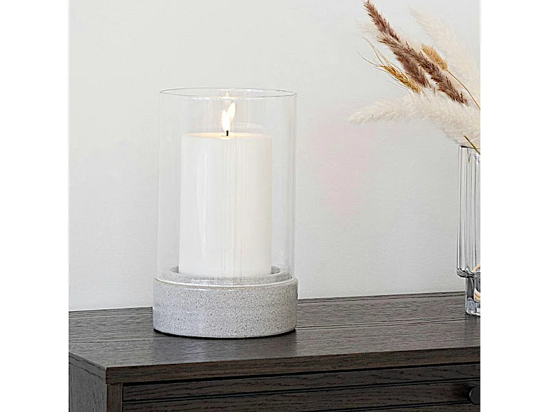 Photophore verre et ciment - forme cylindrique, design minimaliste gris