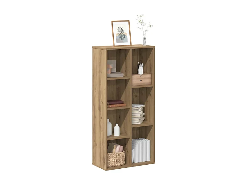 Boekenkast 50x25x105 cm bewerkt hout artisanaal eikenkleurig