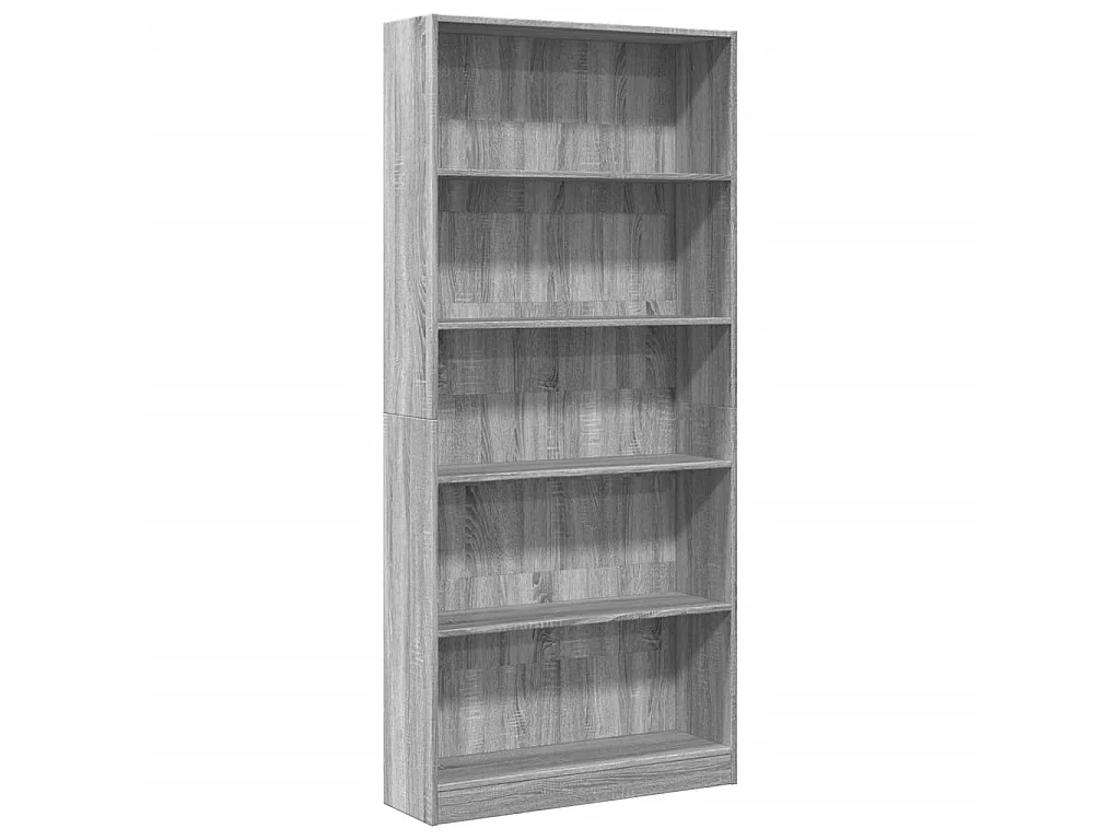 Libreria Grigio Sonoma 80x24x176 cm in Legno Multistrato