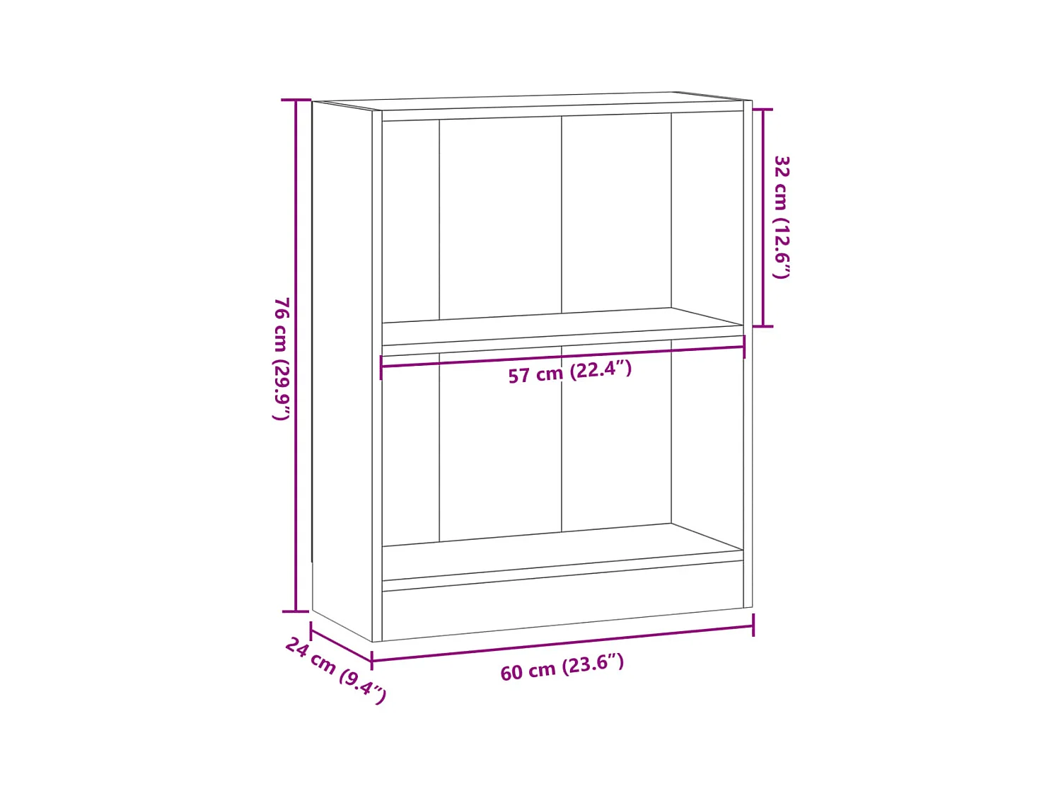 Bibliothèque vieux bois 60x24x76 cm bois d'ingénierie