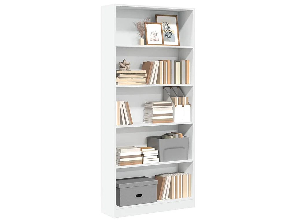 Libreria Bianca 80x24x176 cm in Legno Multistrato