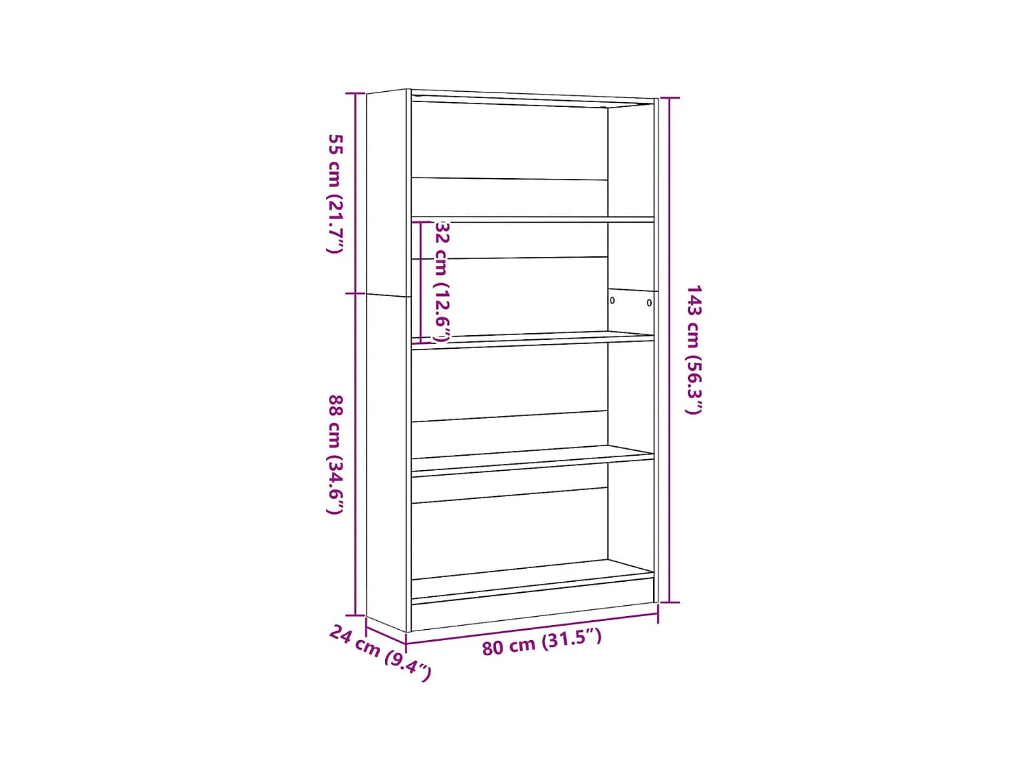 Bibliothèque chêne fumé 80x24x143 cm bois d'ingénierie