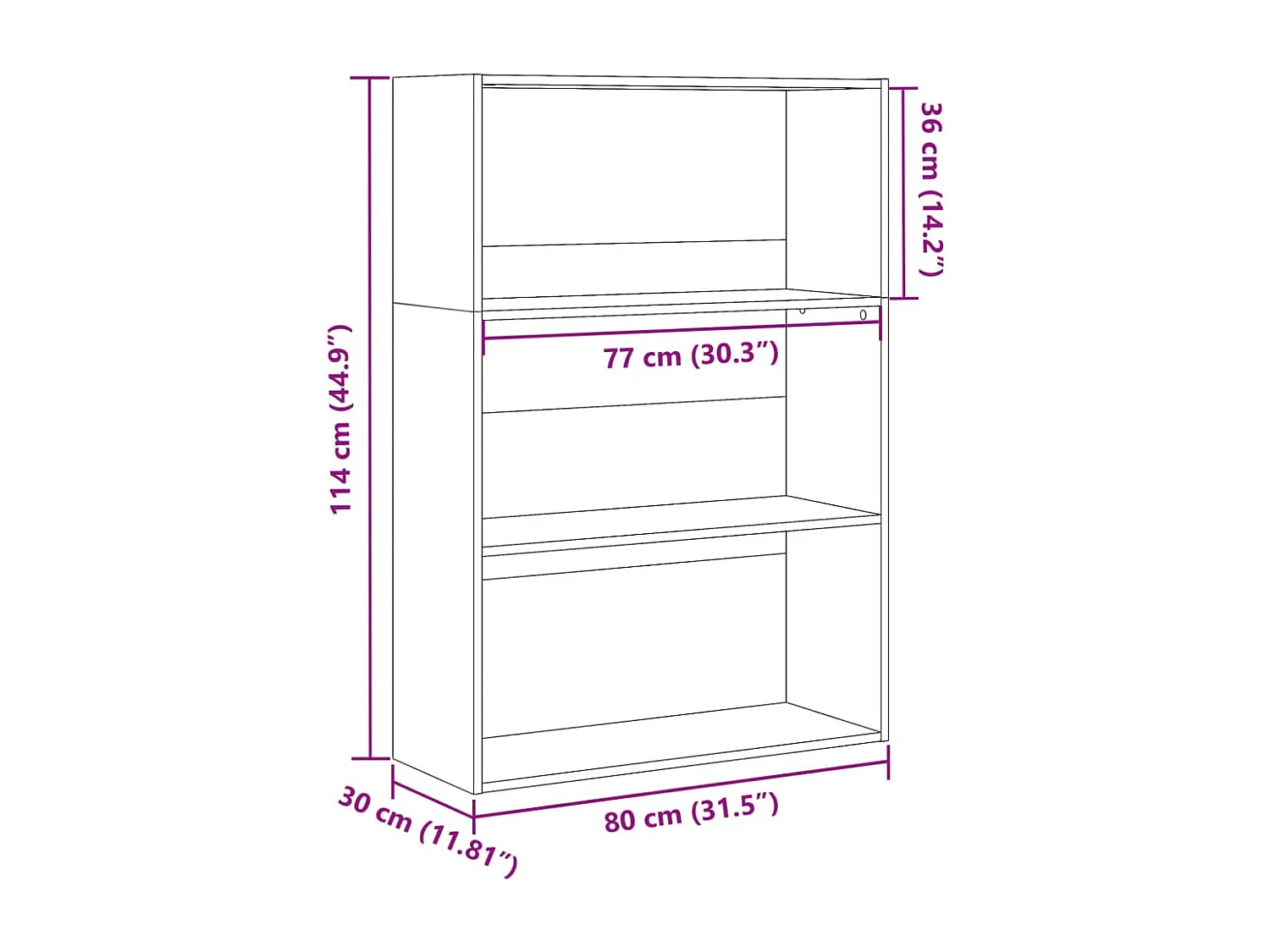 Bibliothèque blanc 80x30x114 cm bois d'ingénierie