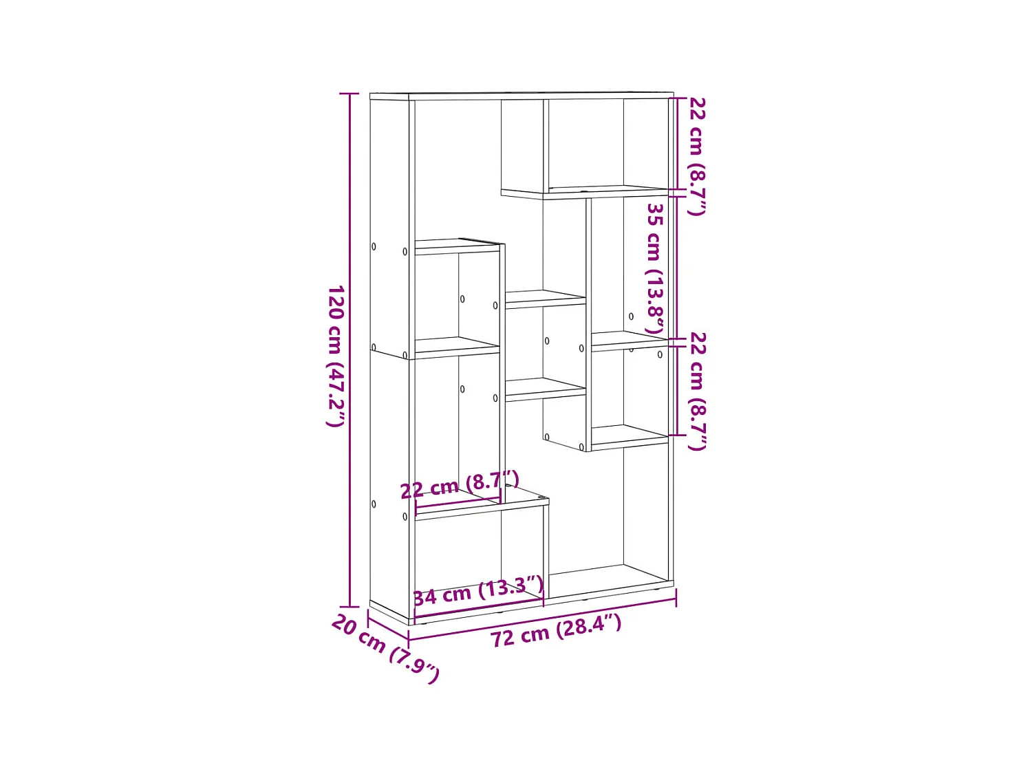Bibliothèque chêne sonoma 72x20x120 cm bois d'ingénierie