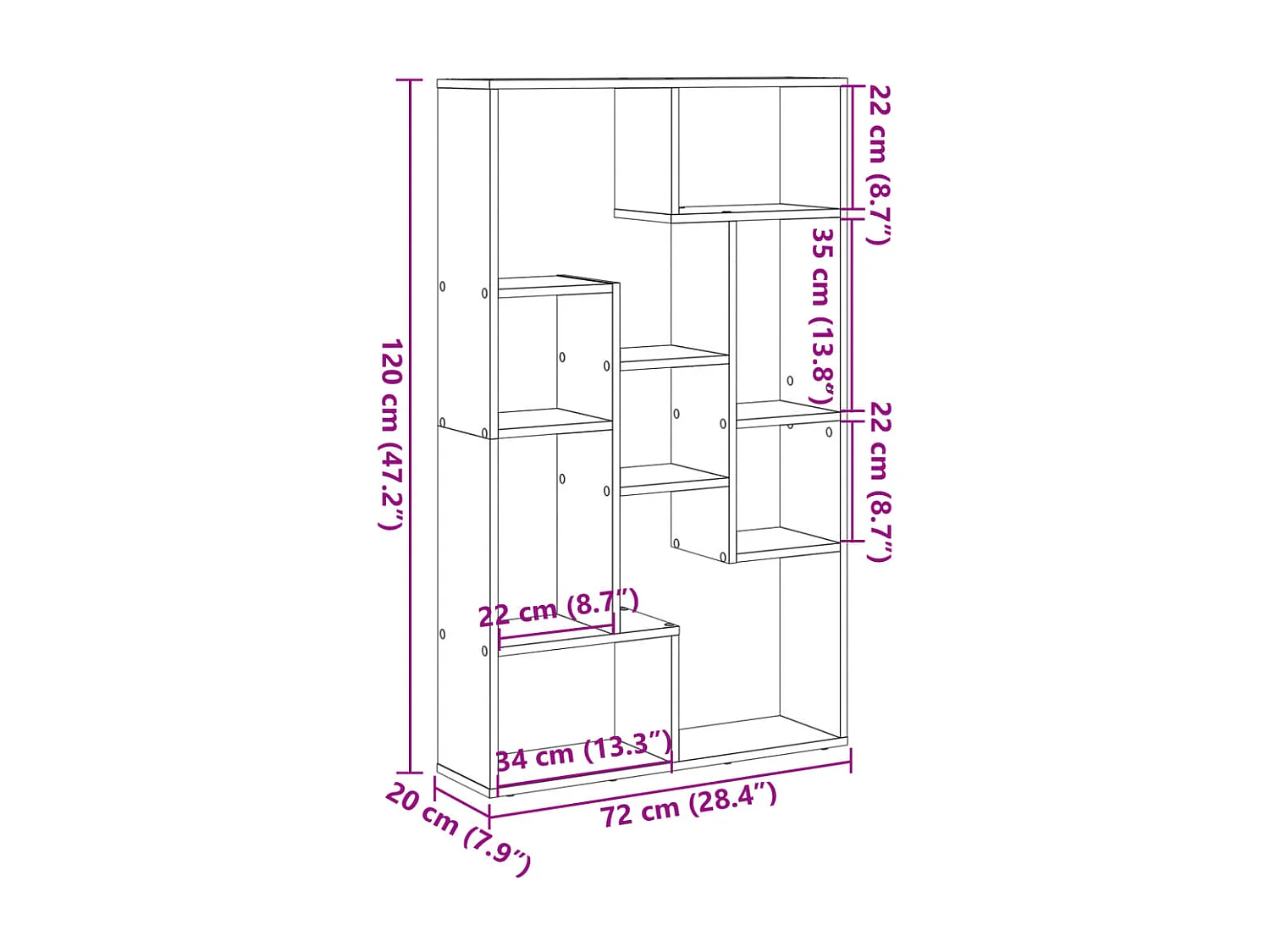Bücherregal Sonoma-Eiche 72x20x120 cm Holzwerkstoff