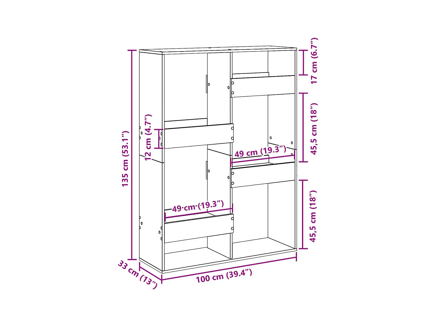 Bücherregal Braun Eichen-Optik 100x33x135 cm Holzwerkstoff