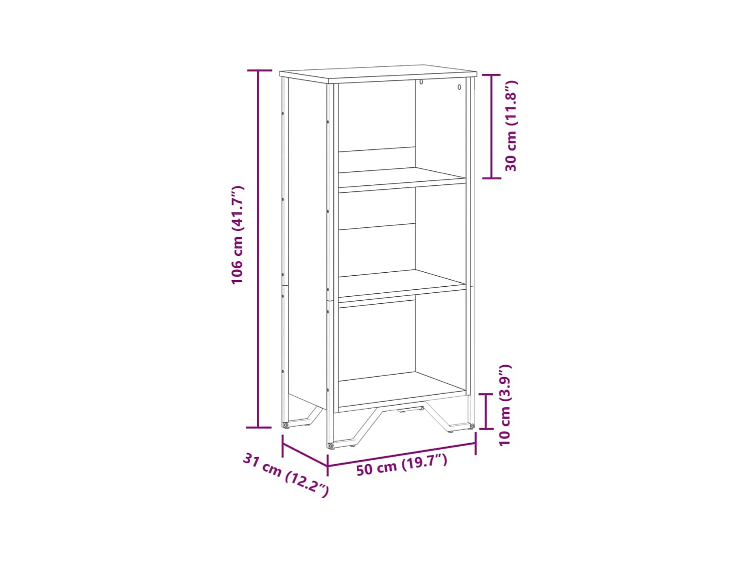 Estante 50x31x106 cm derivados de madeira cinzento sonoma