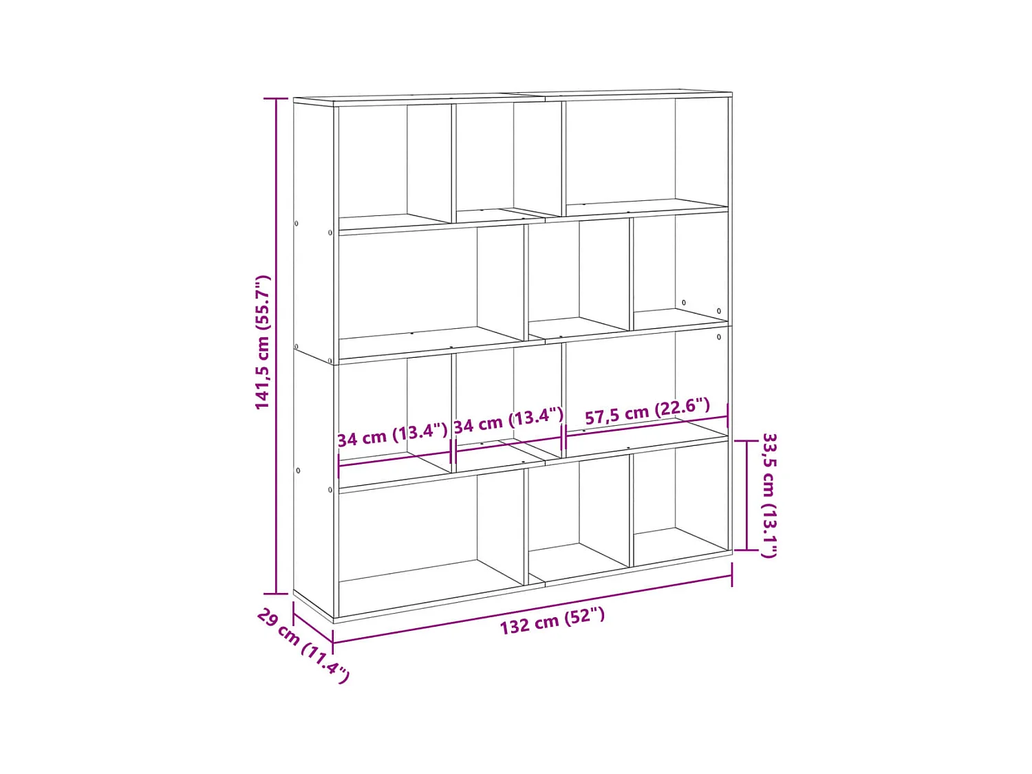 Bibliothèque blanc 132x29x141,5 cm bois d'ingénierie