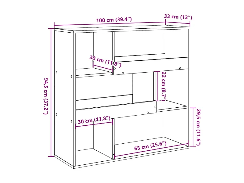 Boekenkast / kamerscherm 100x33x94,5 cm sonoma eikenkleurig
