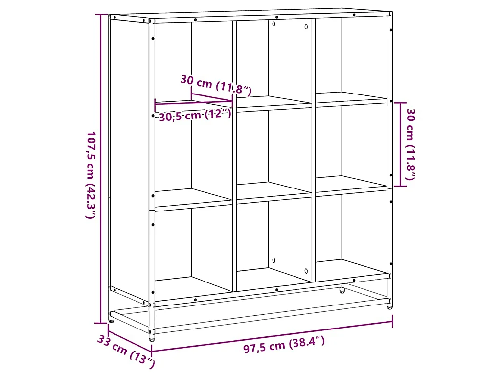 Libreria Grigio Sonoma 97,5x33x107,5 cm Multistrato e Metallo