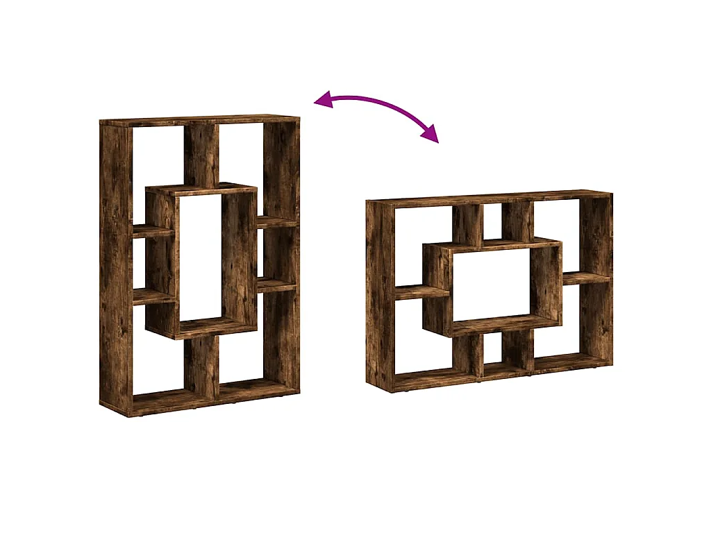 Boekenkast 63x20x90 cm bewerkt hout gerookt eikenkleurig