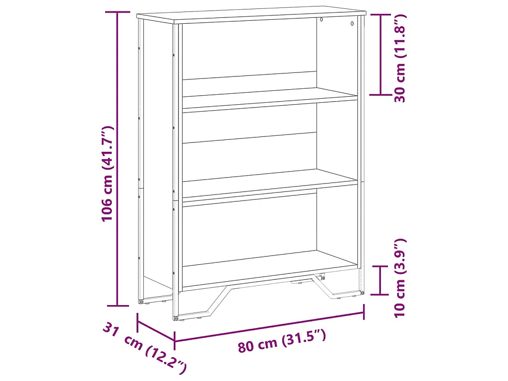 Libreria Rovere Fumo 80x31x106 cm in Legno Multistrato