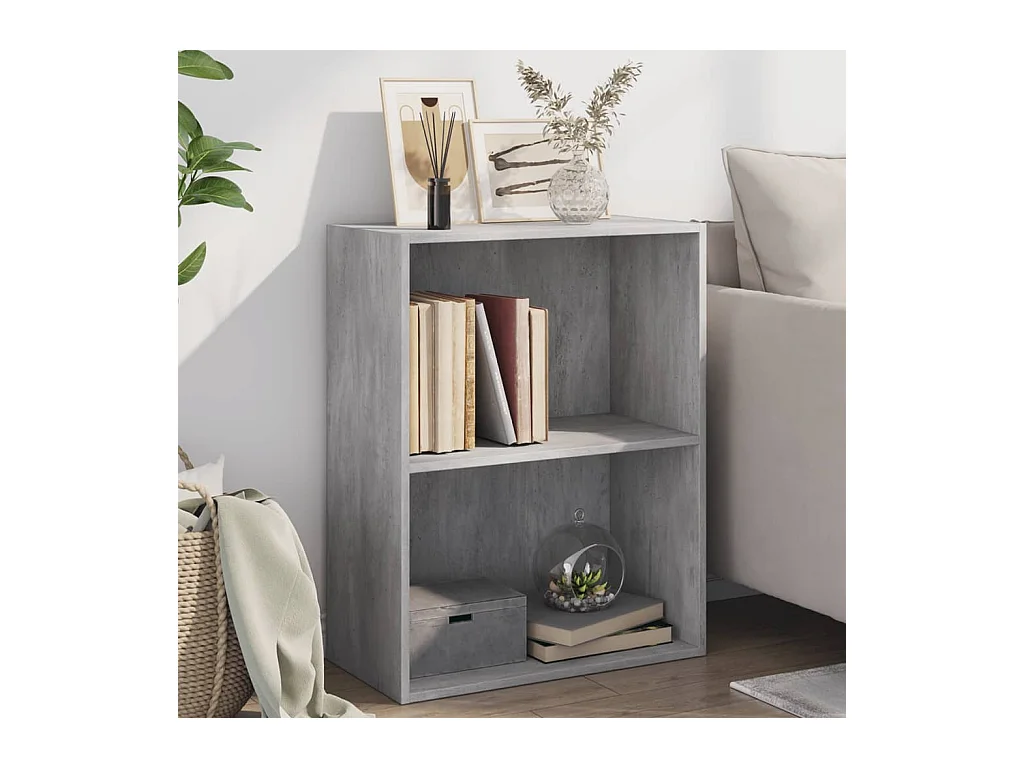 Bücherregal 2 Fächer Betongrau 60x30x76,5 cm Holzwerkstoff