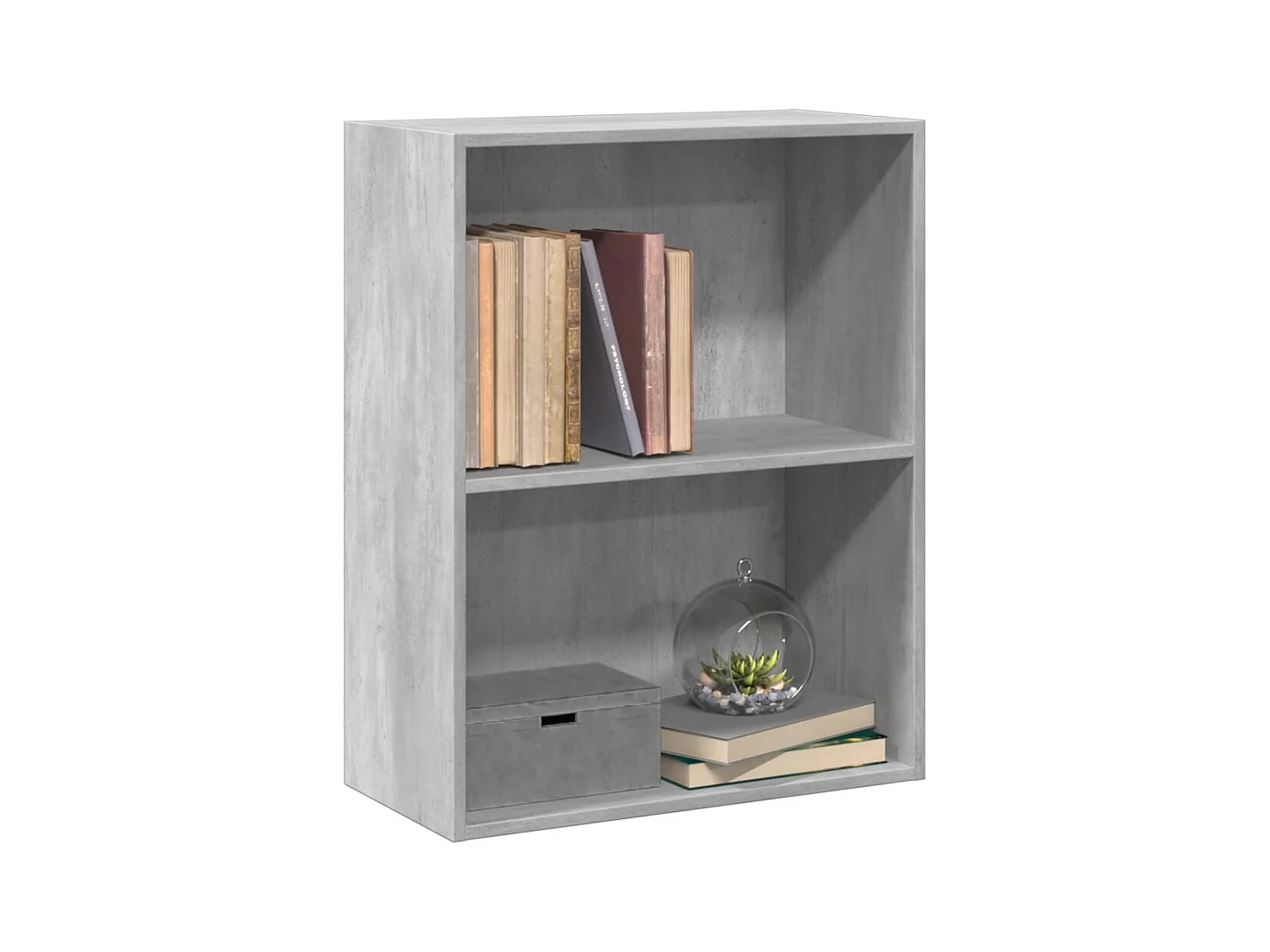 Bücherregal 2 Fächer Betongrau 60x30x76,5 cm Holzwerkstoff