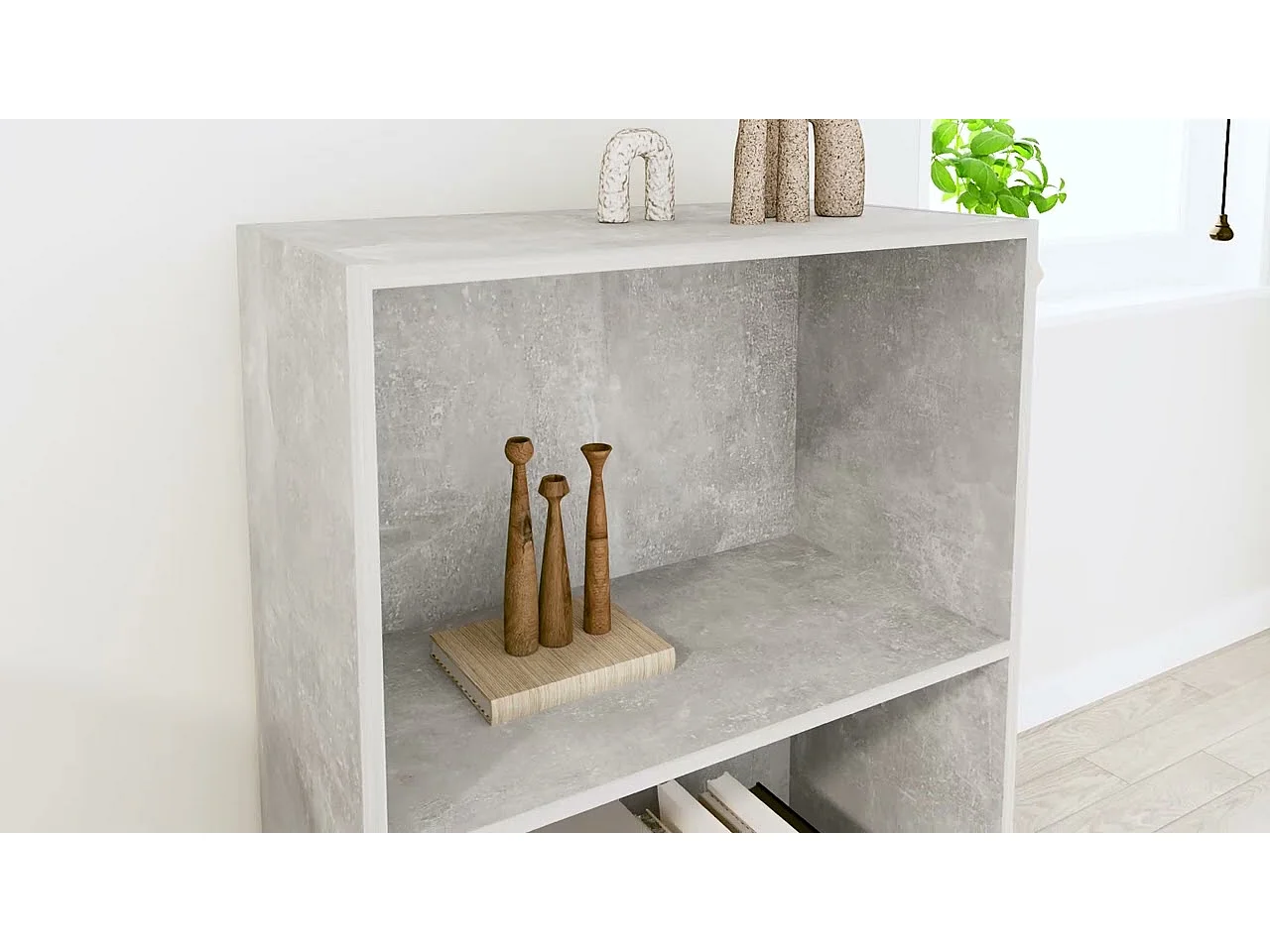 Bücherregal 2 Fächer Betongrau 60x30x76,5 cm Holzwerkstoff