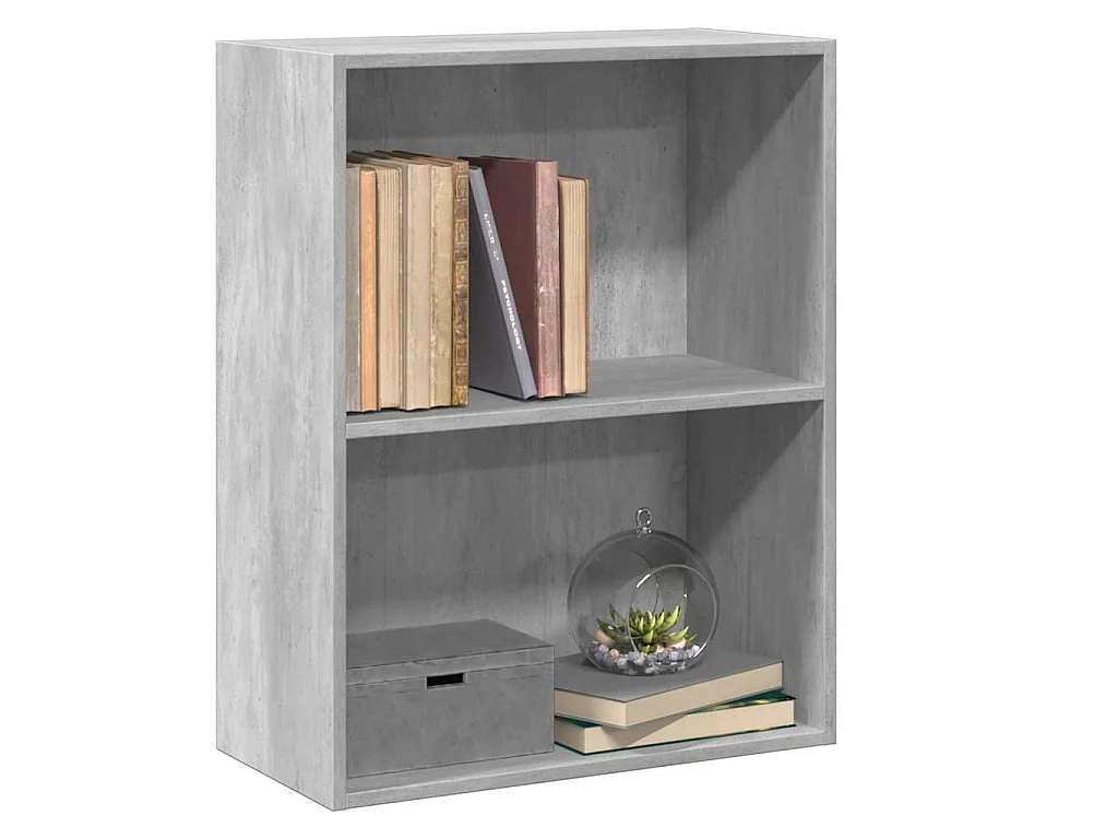 Boekenkast met 2 schappen 60x30x76,5 cm bewerkt hout betongrijs