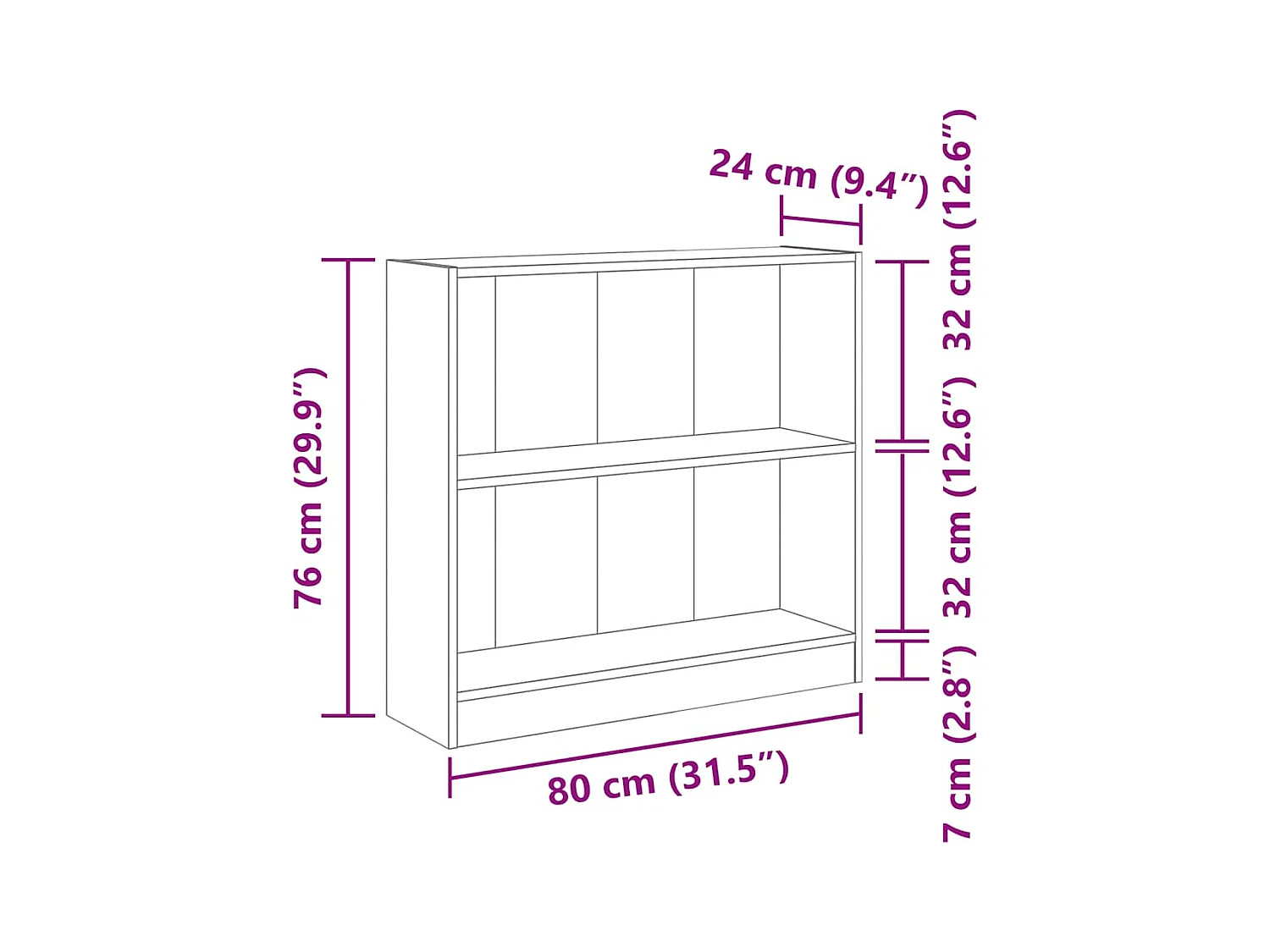 Bibliothèque sonoma gris 80x24x76 cm bois d'ingénierie
