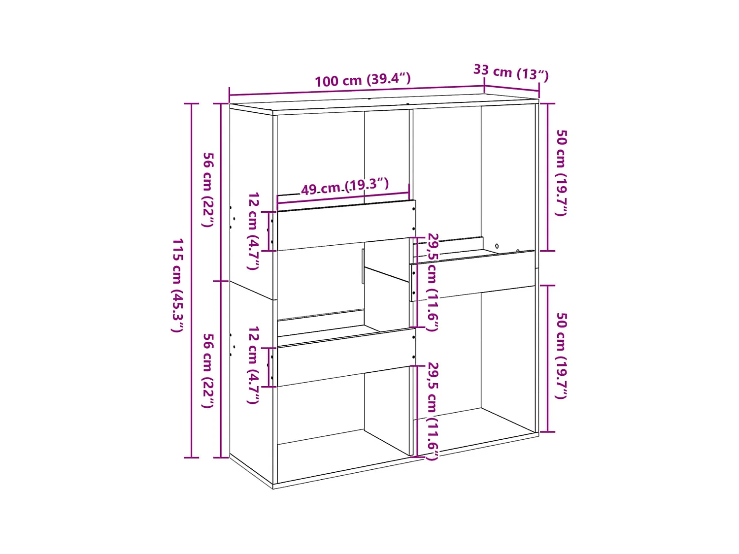 Libreria/Divisorio Legno Antico 100x33x115 cm