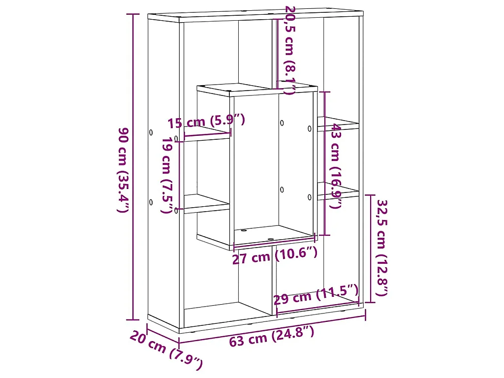 Libreria Bianca 63x20x90 cm in Legno Massello