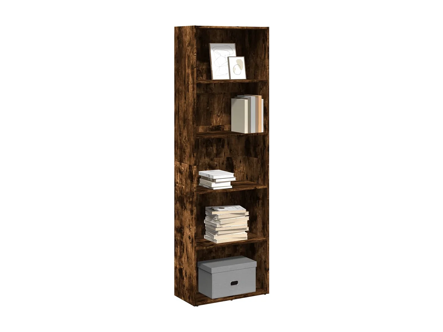 Boekenkast 60x30x189 cm bewerkt hout gerookt eikenkleurig