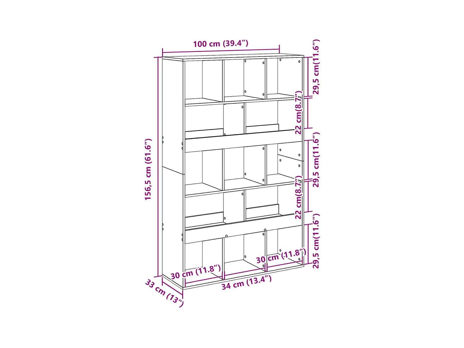 Bücherregal Schwarz 100x33x156,5 cm Holzwerkstoff