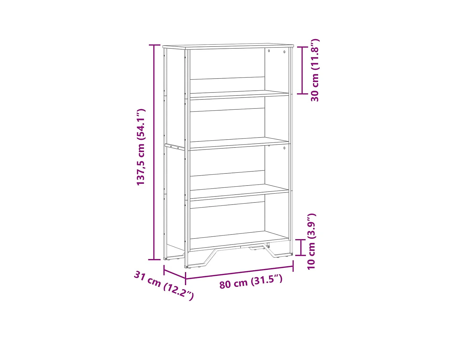 Libreria Grigio Sonoma 80x31x137,5 cm in Legno Multistrato