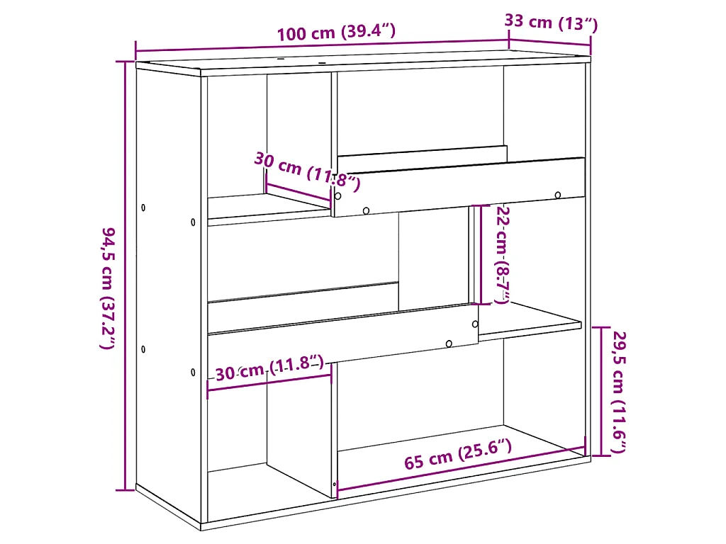 Bücherregal/Raumteiler Weiß 100x33x94,5 cm