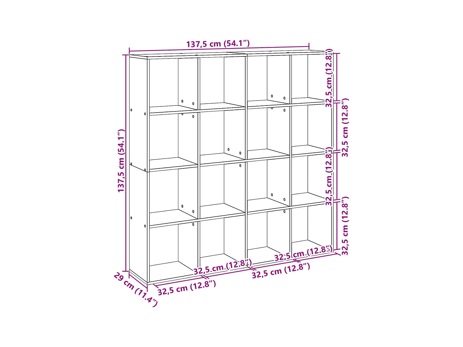Bücherregal Sonoma-Eiche 137,5x29x137,5 cm Holzwerkstoff