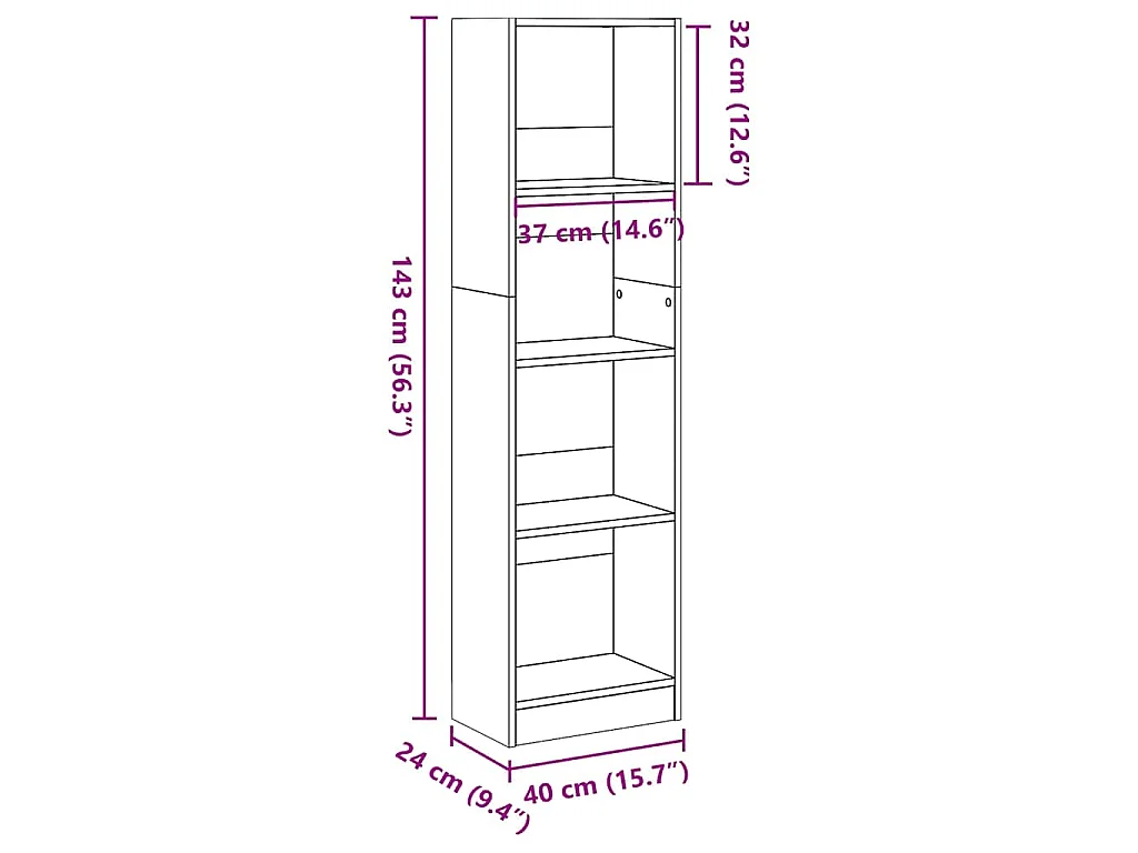 Bibliothèque chêne marron 40x24x143 cm bois d'ingénierie
