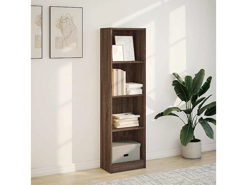 Boekenkast 40x24x143 cm bewerkt hout bruin eikenkleurig