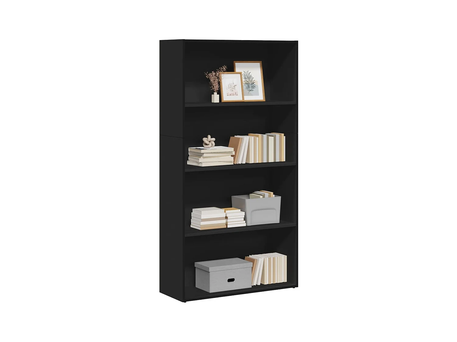 Libreria Nera 80x30x152 cm in Legno Multistrato