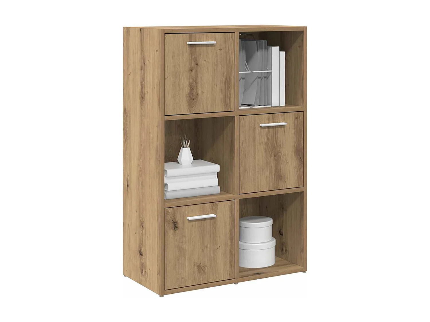 Boekenrek 60,5x30x90 cm bewerkt hout artisanaal eikenkleurig