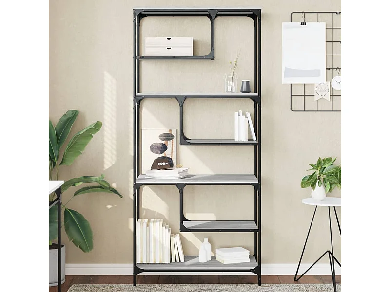 Libreria Grigio Sonoma 81x36x176 cm in Legno Multistrato