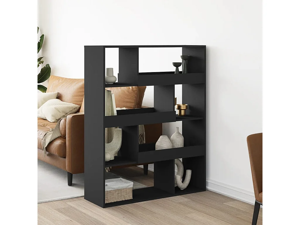 Boekenkast 100x33x125,5 cm bewerkt hout zwart