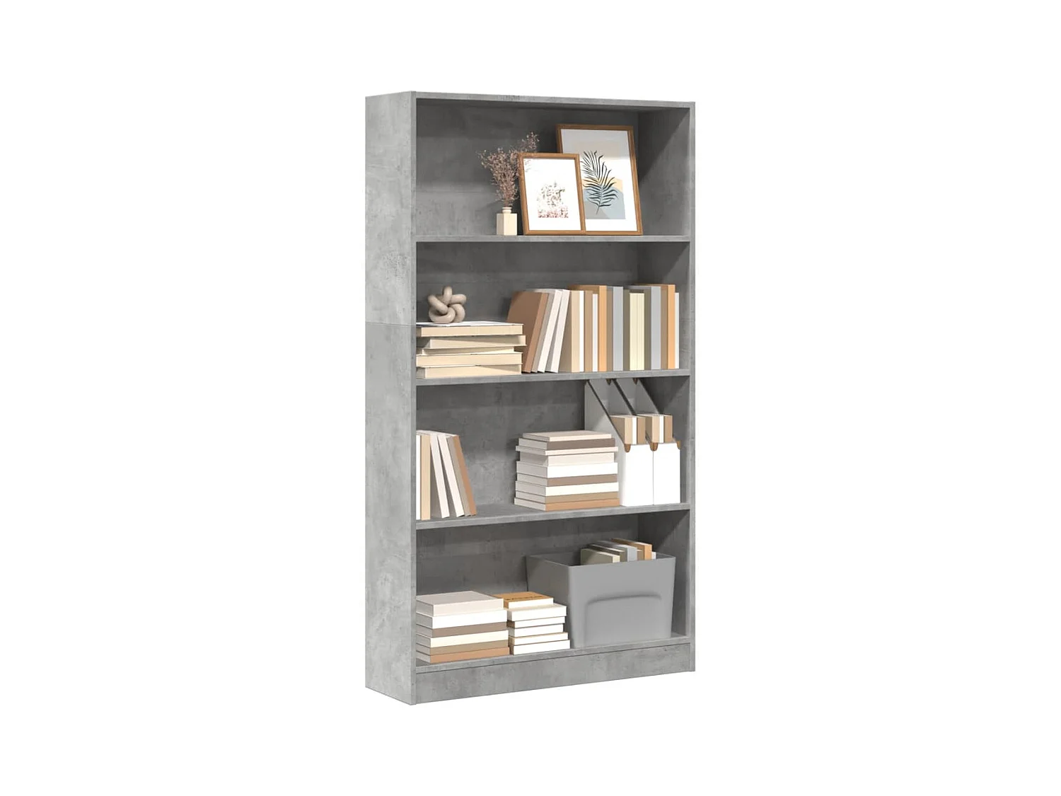 Bibliothèque gris béton 80x24x143 cm bois d'ingénierie