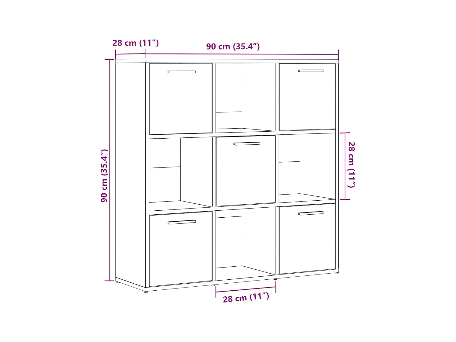 Bücherregal Altholz-Optik 90x28x90 cm Holzwerkstoff