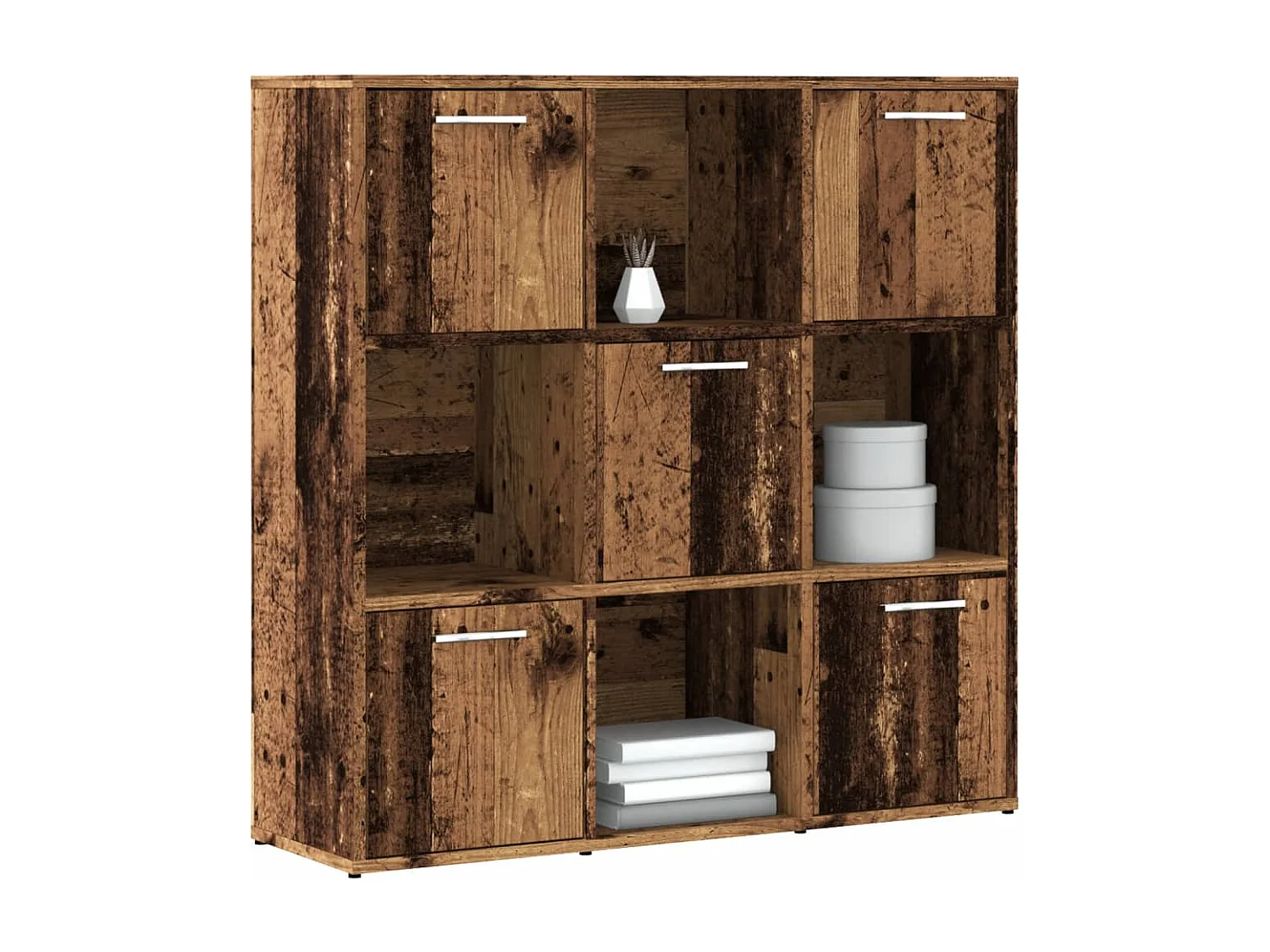 Boekenkast 90x28x90 cm bewerkt hout oud houtkleurig