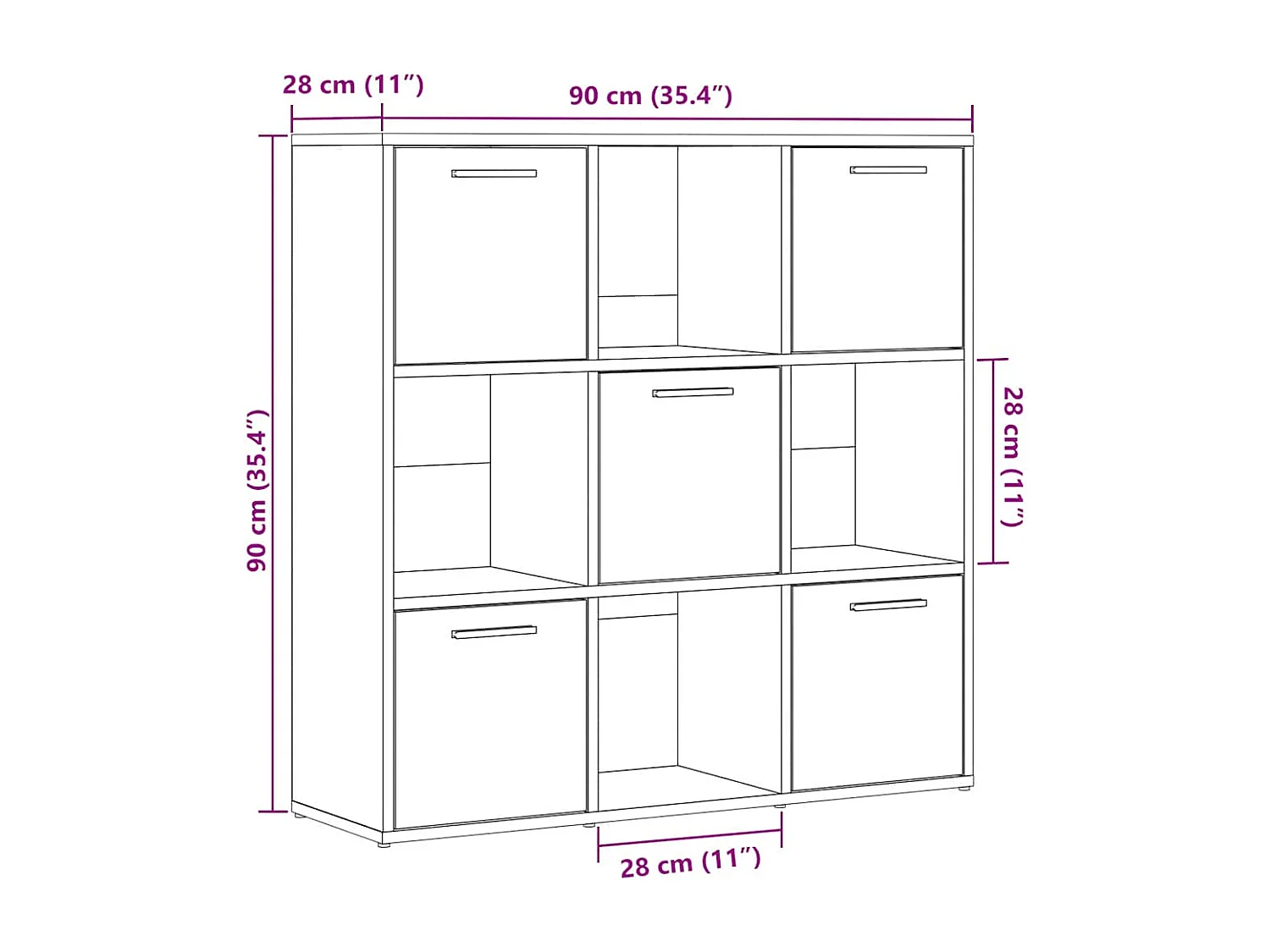 Boekenkast 90x28x90 cm bewerkt hout oud houtkleurig