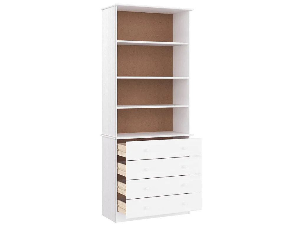 Bücherregal mit Schubladen ALTA Weiß 77x35x186,5 cm Kiefernholz