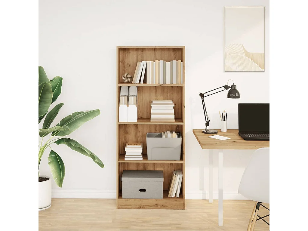 Bibliothèque chêne artisanal 60x24x143 cm bois d'ingénierie