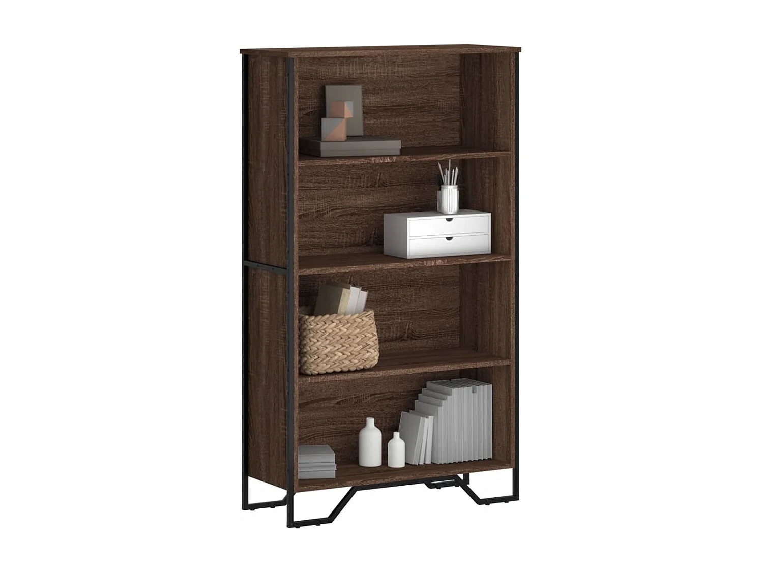 Boekenkast 80x31x137,5 cm bewerkt hout bruin eikenkleur