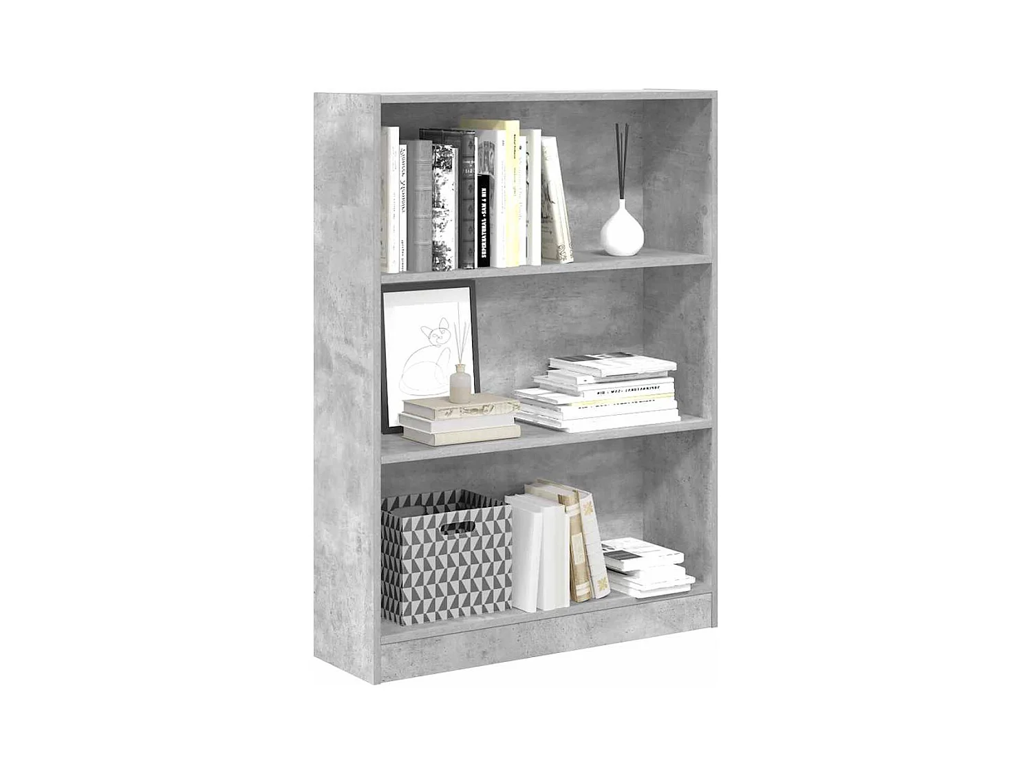 Libreria Grigio Cemento 80x24x109 cm in Legno Multistrato