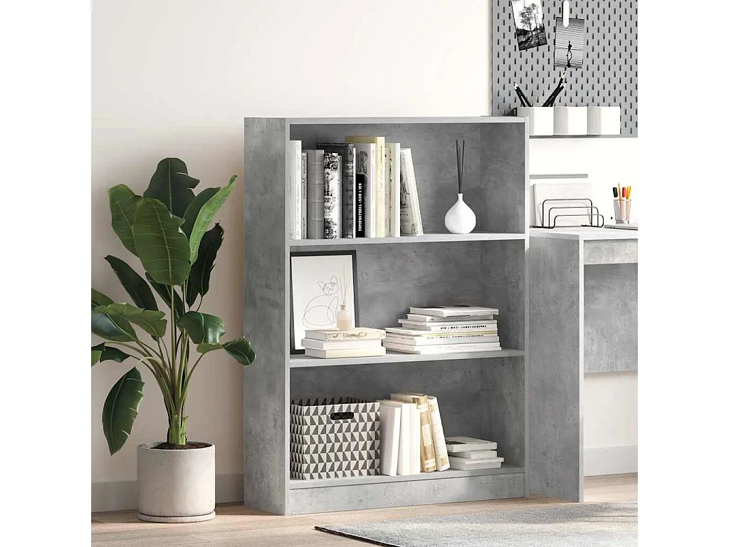 Boekenkast 80x24x109 cm bewerkt hout betongrijs