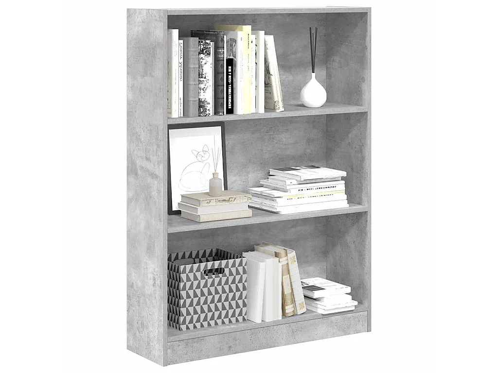 Boekenkast 80x24x109 cm bewerkt hout betongrijs