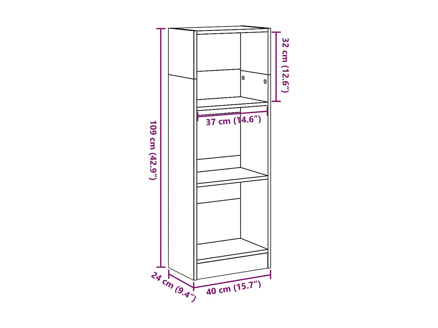 Bücherregal Altholz-Optik 40x24x109 cm Holzwerkstoff
