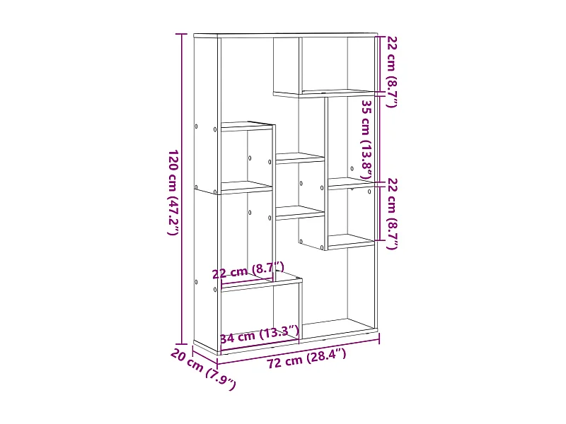 Libreria Legno Antico 72x20x120 cm in Truciolato