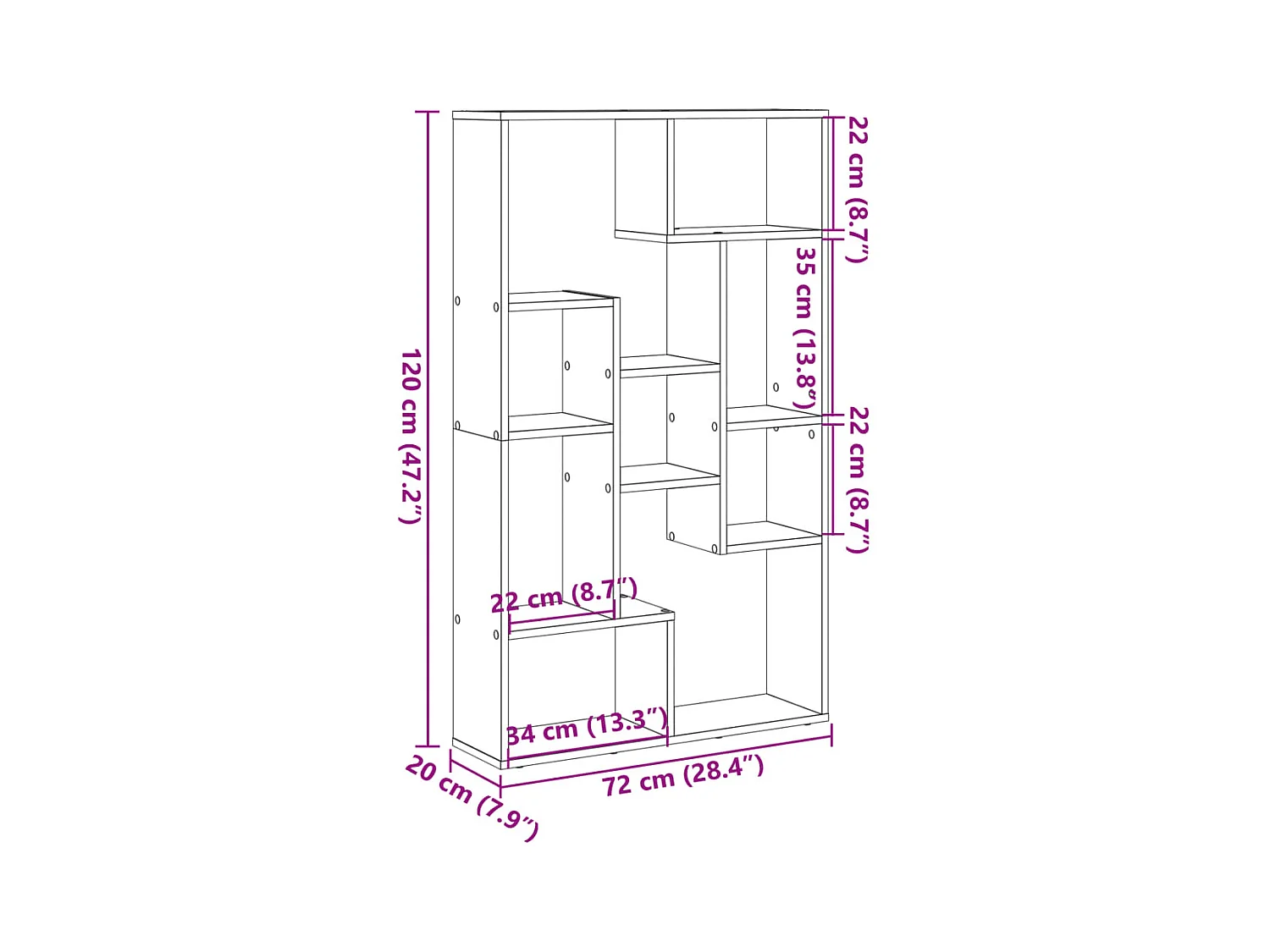Libreria Legno Antico 72x20x120 cm in Truciolato