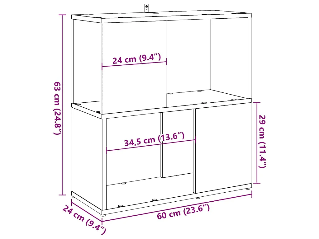 Libreria Legno Antico 60x24x63 cm in Legno Multistrato