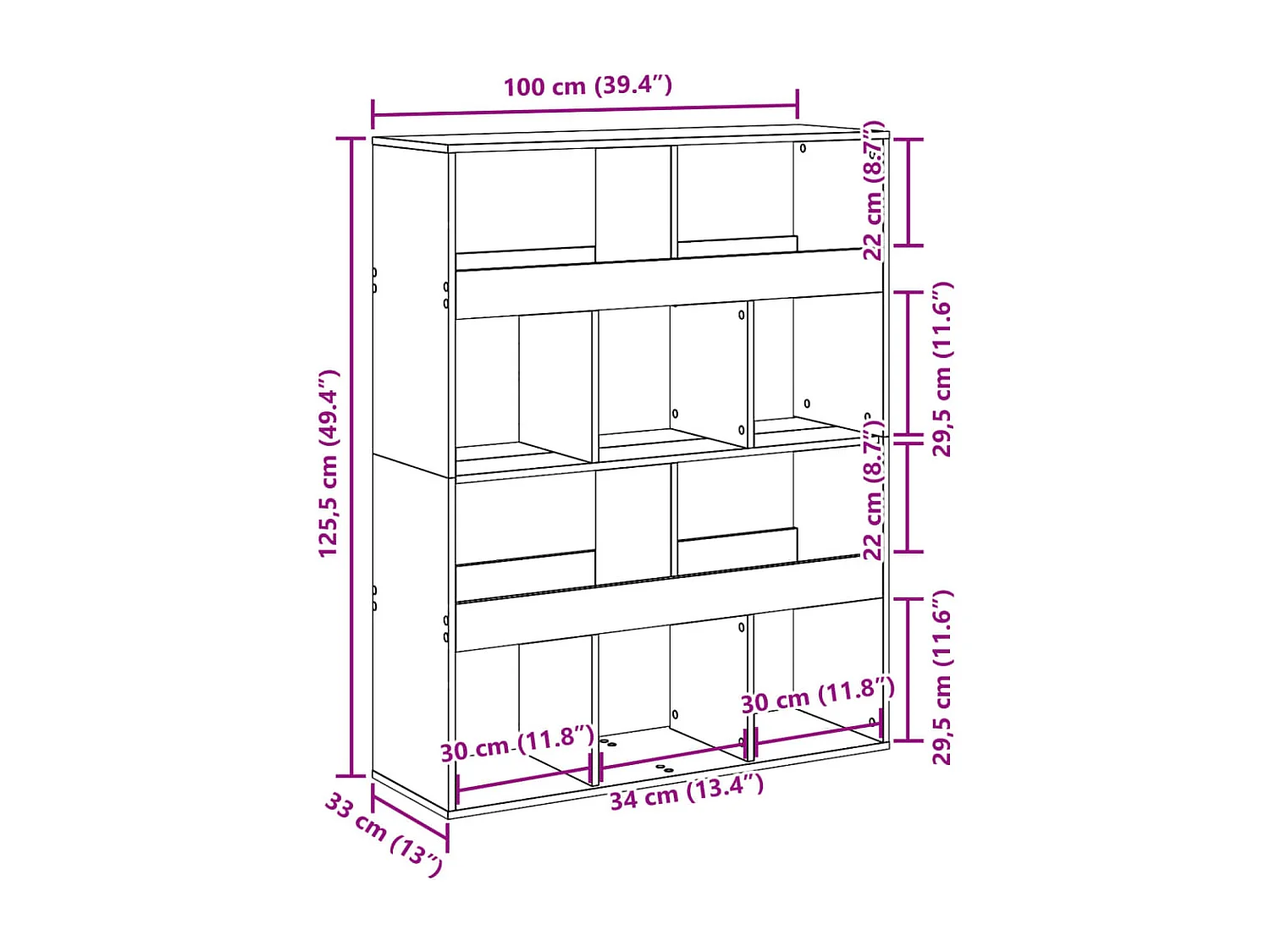Bücherregal Betongrau 100x33x125,5 cm Holzwerkstoff